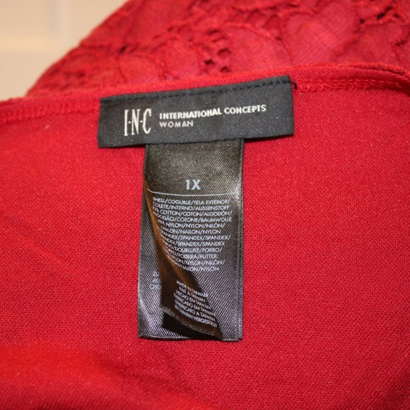 Burgundy Red 3/4 Sleeve Lace V Neck Shirt Blouse - Picture 6 of 6